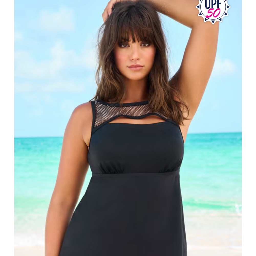 Black Mesh Detail Swim Tank
